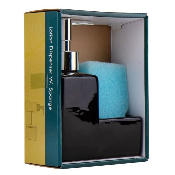 Диспенсер з губкою "Дотик чистоти", чорний, 6*13*16,5 см (9190-033) E-9190033 фото