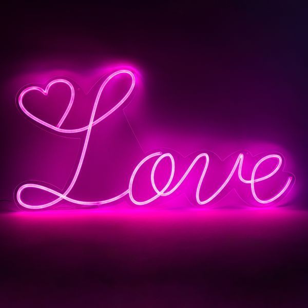 Светодиодная (LED) неоновая вывеска "Love", от сети, розовая, 70*37 см (9318-007) E-9318007 фото