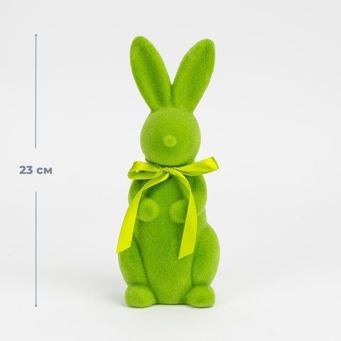 Фигурка флоковая "Пасхальный зайчик", зеленая, 23 см (12025-009) E-12025009 фото