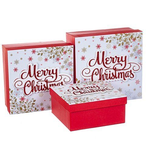 Набор из 3 коробок "Merry Christmas" белый20*20*9,5 (8211-007) E-8211007 фото