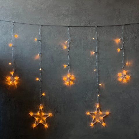 Гірлянда-штора "Зірки", 140 LED, жовта, 3,2 м від електромережі (9133-032) E-9133032 фото