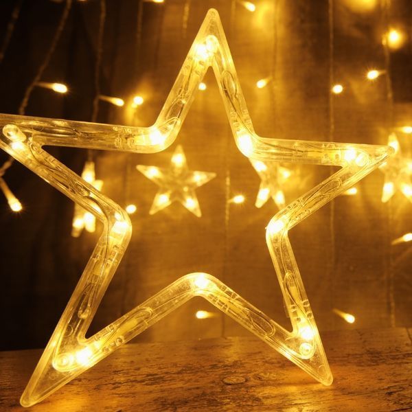 Гірлянда-штора "Зірки", 140 LED, жовта, 3,2 м від електромережі (9133-032) E-9133032 фото