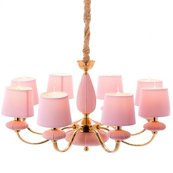 Люстра подвесная светло-розовая на 8 ламп (BL002/8pink) (BL002/8pink) E-BL002/8pink фото