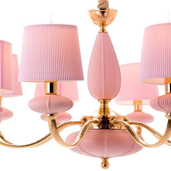 Люстра подвесная светло-розовая на 8 ламп (BL002/8pink) (BL002/8pink) E-BL002/8pink фото