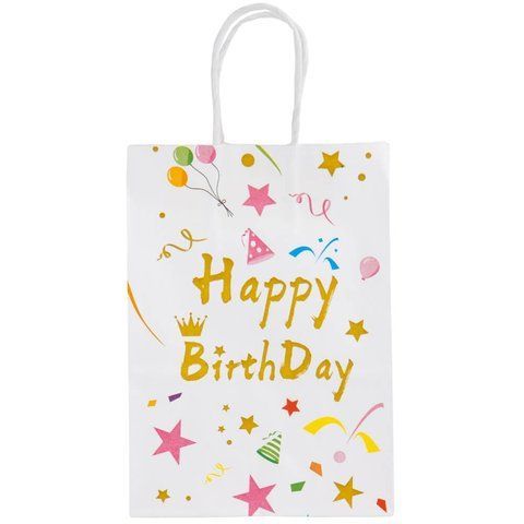 Подарунковий пакет "Happy birthday", білий, 21*15*8 см (9004-010) E-9004010 фото