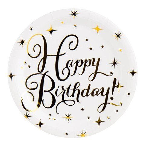 Набор тарелок "Happy Birthday", 10 шт, золотой, 18 см (9092-010) E-9092010 фото