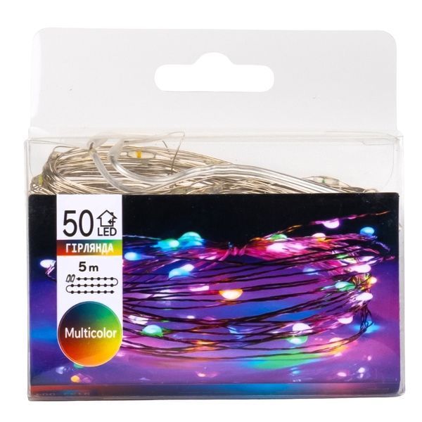 Гірлянда "Роса" 50 LED, різнокольорова, 5 м, на батарейках (9133-004) E-9133004 фото